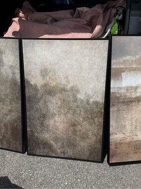 Neutral Abstract Textured Wall Art Panel in Beige and Taupe - Unbranded